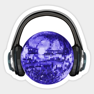 70s Indigo Disco Ball with Headphones Sticker